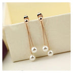 Elegant Twin Pearls Dangling Earrings - Sweetheart Jewel