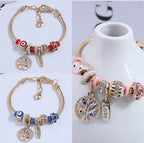Evil Eye Beads and Tree Charms Bracelet - Sweetheart Jewel