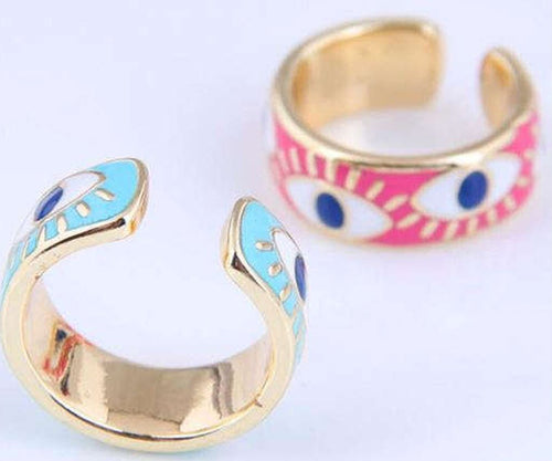 Eyes Design Gold Plated Ring - Sweetheart Jewel