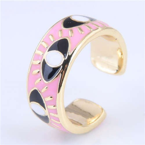 Eyes Design Gold Plated Ring - Sweetheart Jewel