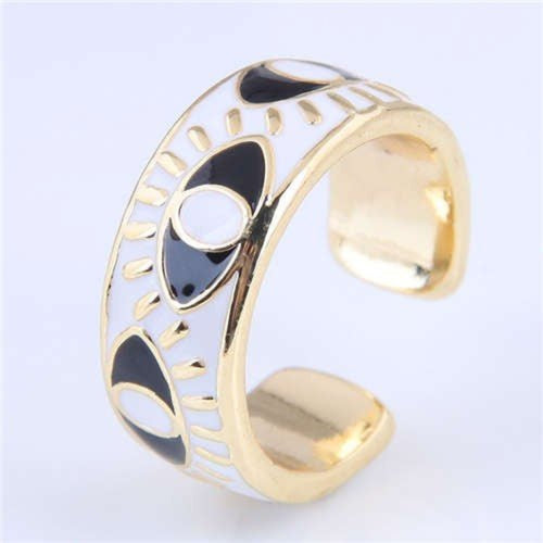 Eyes Design Gold Plated Ring - Sweetheart Jewel