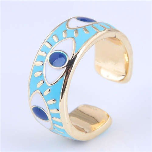 Eyes Design Gold Plated Ring - Sweetheart Jewel