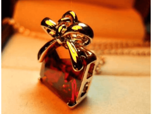 Fashion Bowknot Red Crystal Necklace - Sweetheart Jewel