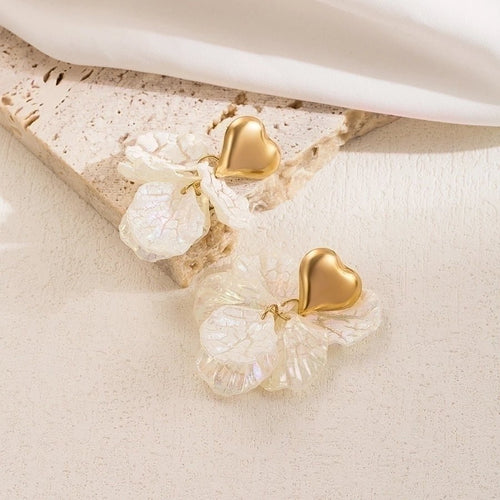 Fashion Flower & Pearl Drop Earrings - Sweetheart Jewel