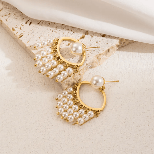 Fashion Flower & Pearl Drop Earrings - Sweetheart Jewel