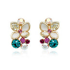 Floral Austrian Crystal Rose Gold Ear Studs - Sweetheart Jewel