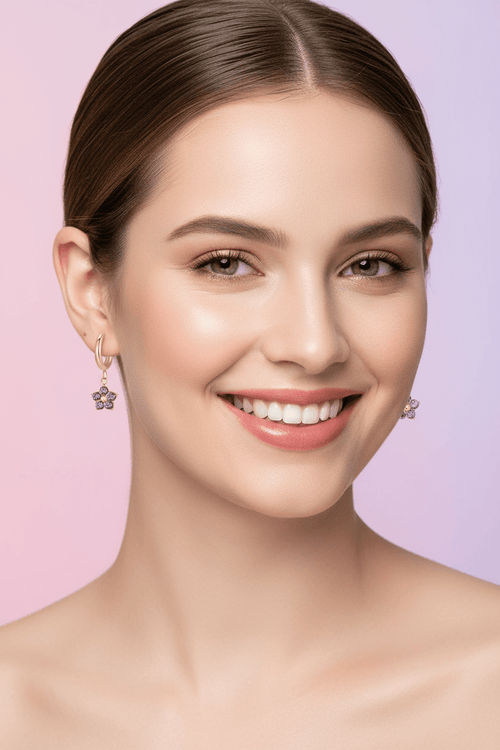 Flower Zircon Drop Earrings - Sweetheart Jewel