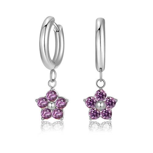 Flower Zircon Drop Earrings - Sweetheart Jewel