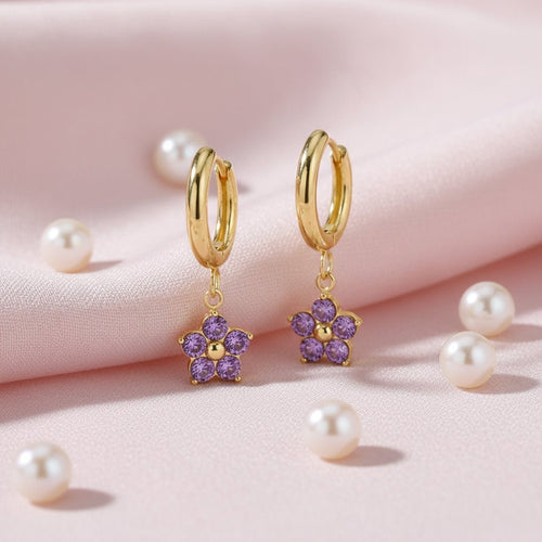 Flower Zircon Drop Earrings - Sweetheart Jewel