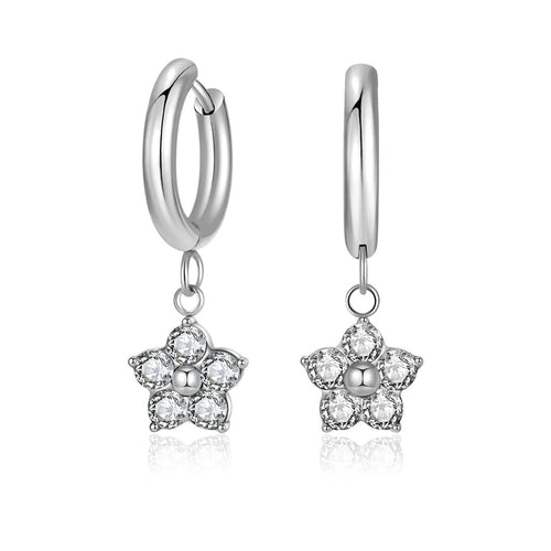 Flower Zircon Drop Earrings - Sweetheart Jewel