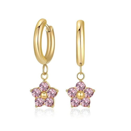 Flower Zircon Drop Earrings - Sweetheart Jewel