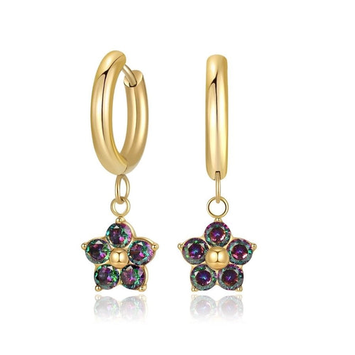 Flower Zircon Drop Earrings - Sweetheart Jewel