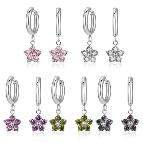 Flower Zircon Drop Earrings - Sweetheart Jewel