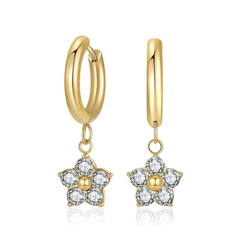 Flower Zircon Drop Earrings - Sweetheart Jewel