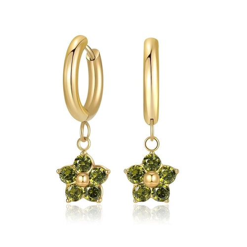 Flower Zircon Drop Earrings - Sweetheart Jewel