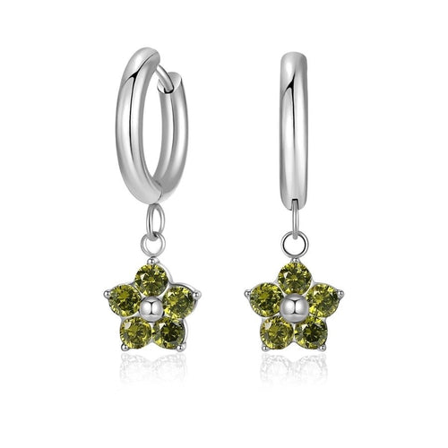 Flower Zircon Drop Earrings - Sweetheart Jewel