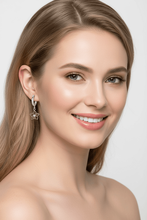 Flower Zircon Drop Earrings - Sweetheart Jewel