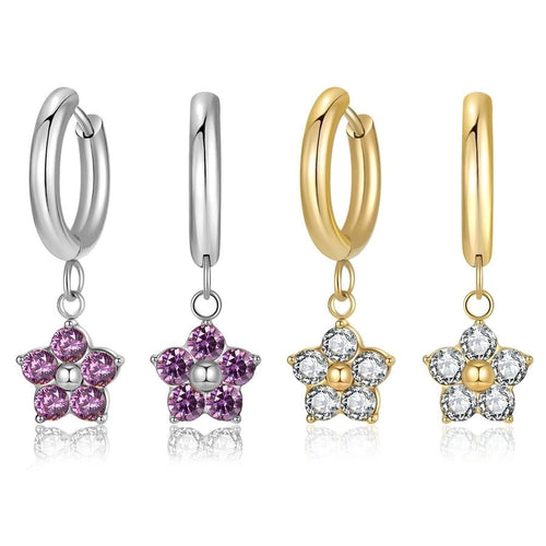 Flower Zircon Drop Earrings - Sweetheart Jewel