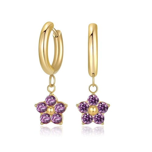 Flower Zircon Drop Earrings - Sweetheart Jewel