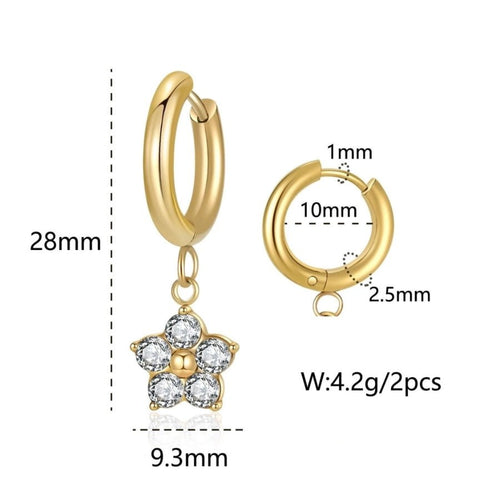 Flower Zircon Drop Earrings - Sweetheart Jewel