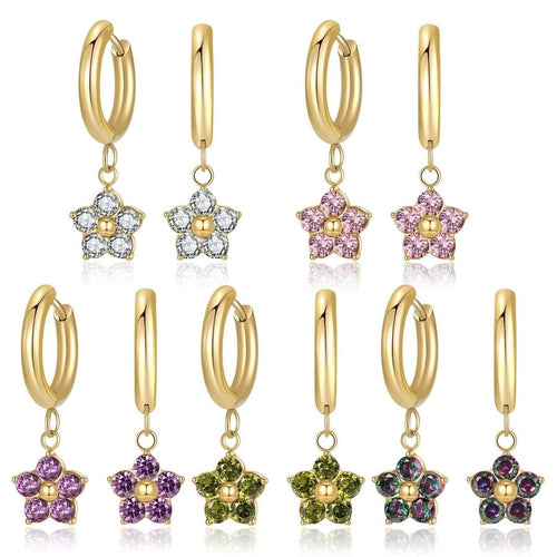 Flower Zircon Drop Earrings - Sweetheart Jewel