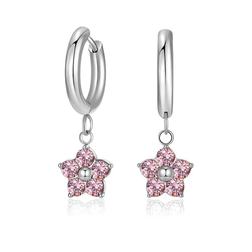 Flower Zircon Drop Earrings - Sweetheart Jewel