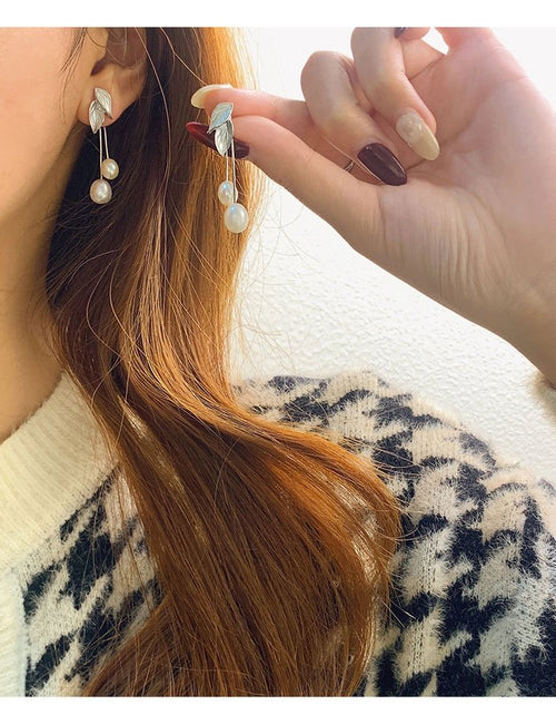 Freshwater Pearl Leaves Drop Earrings - Sweetheart Jewel