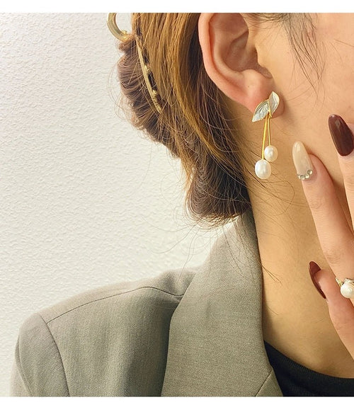 Freshwater Pearl Leaves Drop Earrings - Sweetheart Jewel