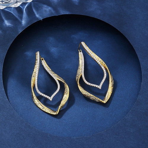 Glam Vintage Luxurious Leaf Drop Earrings - Sweetheart Jewel