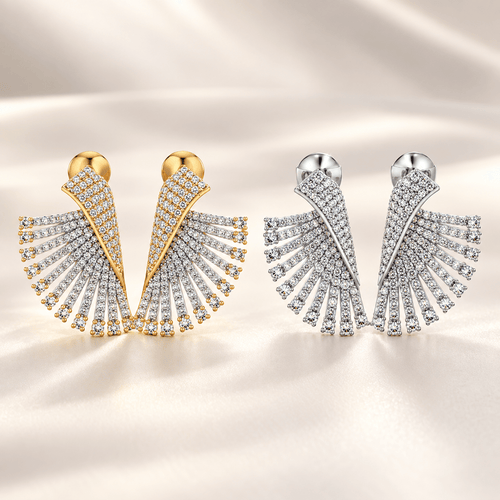 Glamour Wing Cubic Zirconia Statement Earrings - Sweetheart Jewel