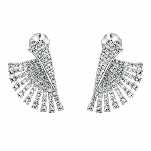 Glamour Wing Cubic Zirconia Statement Earrings - Sweetheart Jewel