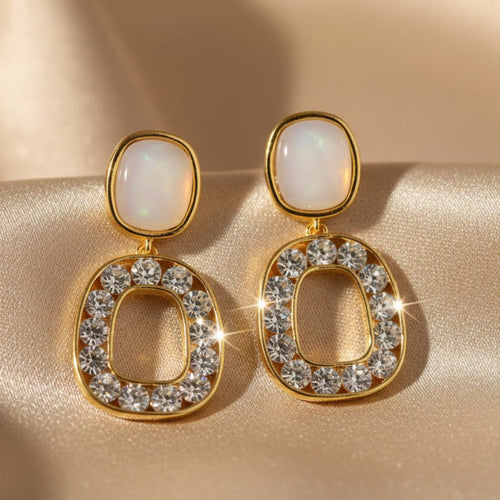 Glistening Cubic Zirconia Oval Pendant Earrings - Sweetheart Jewel