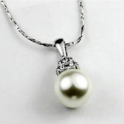 Glistening Rhinestone and Pearl Necklace - Sweetheart Jewel