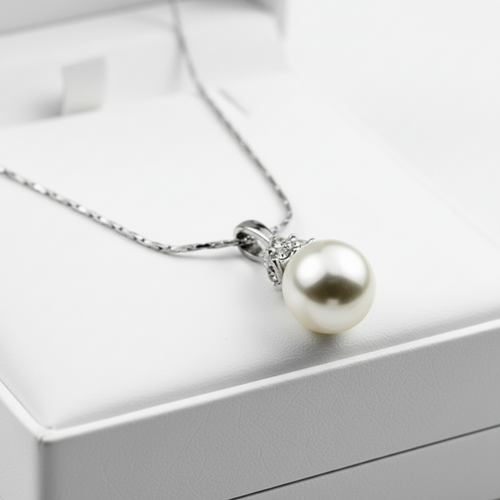 Glistening Rhinestone and Pearl Necklace - Sweetheart Jewel
