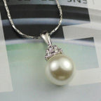 Glistening Rhinestone and Pearl Necklace - Sweetheart Jewel