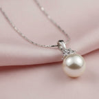 Glistening Rhinestone and Pearl Necklace - Sweetheart Jewel