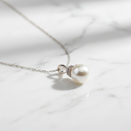 Glistening Rhinestone and Pearl Necklace - Sweetheart Jewel