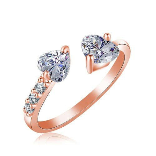 Glistening Twin Hearts Wedding / Fashion Ring - Sweetheart Jewel