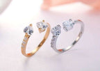 Glistening Twin Hearts Wedding / Fashion Ring - Sweetheart Jewel