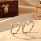 Glistening Twin Hearts Wedding / Fashion Ring - Sweetheart Jewel