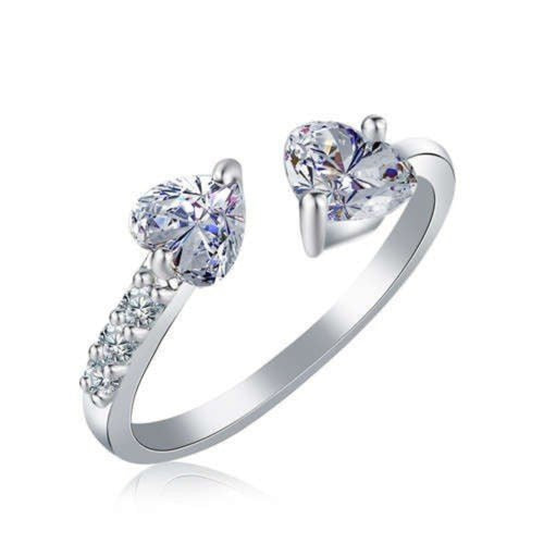 Glistening Twin Hearts Wedding / Fashion Ring - Sweetheart Jewel