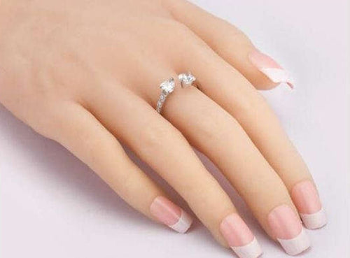 Glistening Twin Hearts Wedding / Fashion Ring - Sweetheart Jewel