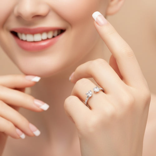 Glistening Twin Hearts Wedding / Fashion Ring - Sweetheart Jewel
