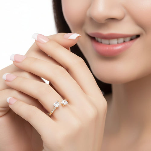 Glistening Twin Hearts Wedding / Fashion Ring - Sweetheart Jewel