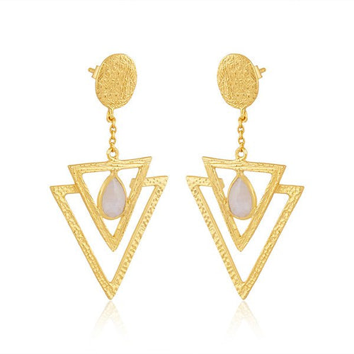 Golden Aura Moonstone Earrings - Sweetheart Jewel