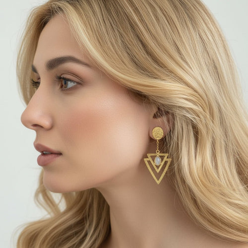 Golden Aura Moonstone Earrings - Sweetheart Jewel