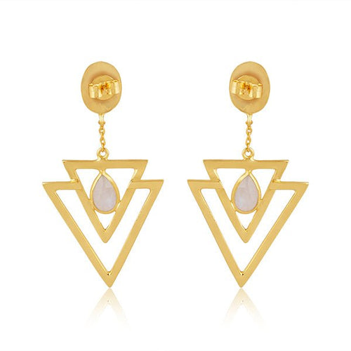 Golden Aura Moonstone Earrings - Sweetheart Jewel