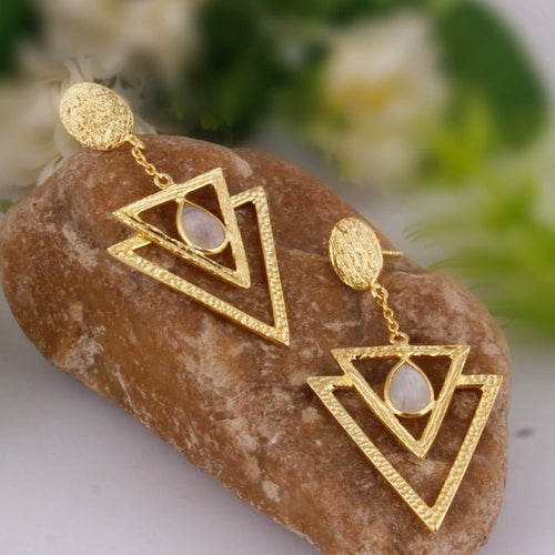 Golden Aura Moonstone Earrings - Sweetheart Jewel