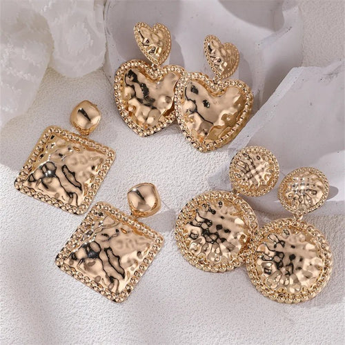 Golden Devotion Double - Heart Statement Earrings - Sweetheart Jewel