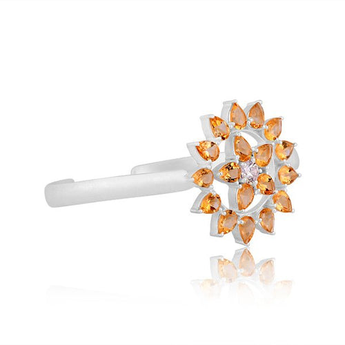 Golden Sunrise Cuff – Citrine & Cubic Zirconia Brass Bracelet - Sweetheart Jewel